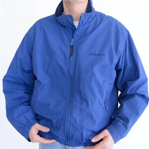 Vintage 90'S Eddie Bauer Blue 100% Nylon Fleece Lined Zip Up Jacket Size Medium